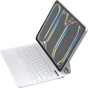 ZENLU iPad Pro 11 M4 2024 Case with Keyboard White, Magic-Style Keyboard, Multi-Touch Trackpad, Floating Cantilever Stand, Smart Backlit Keyboard Case for 11" iPad Pro 5th Gen