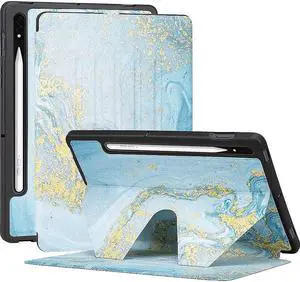 SaharaCase Multi-Angle Folio Case for Samsung Galaxy Tab S8 (2022) [Shockproof Bumper] Rugged Protection Antislip Foldable Kickstand - Blue Marble