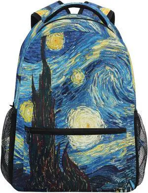 ALAZA Galaxy Starry Night Sky Van Gogh Large Backpack Personalized Laptop iPad Tablet Travel School Bag with Multiple Pockets