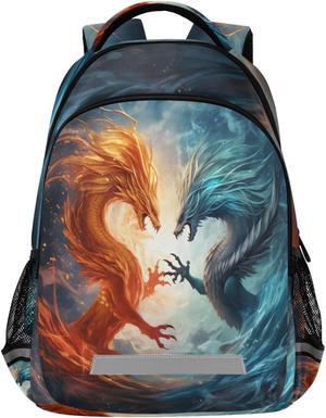 ALAZA Fire Red and Water Blue Dragon Backpacks Travel Laptop Daypack School Book Bag for Men Women Teens Kids