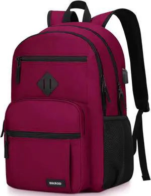 BIKROD Backpack for Girls Women, School Backpack for Teen Boys, Lightweight Casual High School Bookbag, Daily-use Travel Laptop Backpack with USB Charging Port Fits 15.6 Inch Notebook