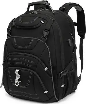 Boniyee Travel Backpack 17.3 Inch, Business Anti-Theft Laptop Bag with USB Charging Port, Waterproof