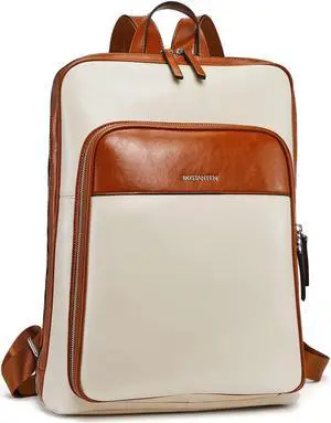 BOSTANTEN Leather Laptop Backpack for Women 15.6 inch Computer Bag Travel Work Daypack Large Size Bag