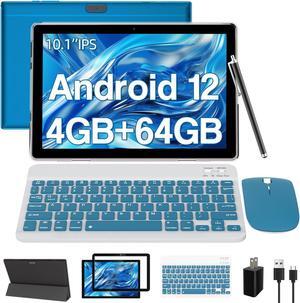 BYANDBY 2024 Newest Tablets Android 12, 2 in 1 Tablet with Keyboard, 10 inch Tablets, 4GB+64GB/512GB Expand, 2.4G+5G+Wi-Fi 6, Dual Camera, 6000 mAh, BT, GMS, Games, Tablet with Case (Green)