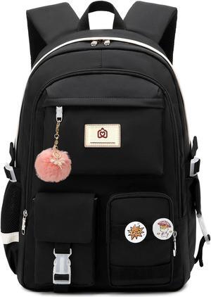 Caoroky knight Women Backpack for Girls Kids Elementary School Bag College Bookbags Laptop Backpacks Travel Dayapck Rucksack (Black, Large)