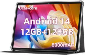 COLORROOM 2024 Newest Android 14 Tablet, 11inch Tablet PC, 12GB+128GB+512GB Expand, Support Face Unlock,18W Fast Charging+8000mAh Big Battery, Octa-core CPU,WiFi6, BT5.0,Touchscreen Tableta (Black)