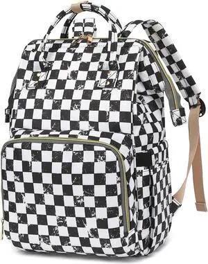 Dezcrab Laptop Backpack for Women, College Bookbag School Backpack Work Business Travel 15.6 Inch Computer Backpacks (Marble Checkered)