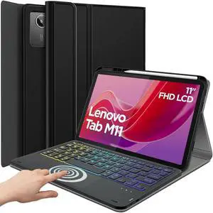DKAHOEE Backlit Touchpad Keyboard Case for Lenovo Tab M11 11 Inch 2024 3-Zone Backlit Wireless Keyboard with Slim Stand Cover Case for 11 Lenovo Tab M11 Tablet (TB330FU / TB330XU) 2024 Release