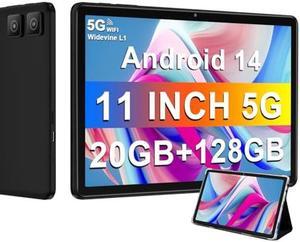 DMOAO Tablet 2024 Newest 11 Inch Tablet Android 14 Tablets with 128GB + 20GB Large Storage, Octa-Core 2.0Ghz, 8000mAh,18W Fast Charging, 5G WiFi, GPS, 5+13MP Camera, Widevine L1, Face Unlock-Black