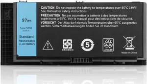 IEFUU New M6600 Laptop Battery for Dell Precision M4600 M4700 M4800 M6700 M6800 Series Battery Fits Type FV993 KJ321 FJJ4W R7PND PG6RC RY6WH - [11.1V 97Wh-
