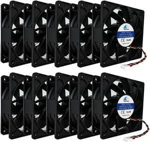 Mining Fan for Antminer S19/S17+/T17/S9/S19J Miner Mining Machine, Ball Bearings 6000RPM High Speed Replacement Miner Cooling Fan,120x38mm, 4Pin, DC12V, 2.7A - 10 PACK