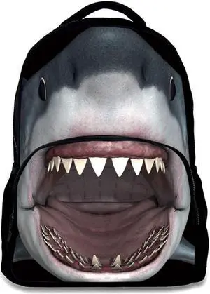 ENDUO DESIGN Animal School Bag Shark Backpack For Man/Kid/Girl/Woman 3D Printing Student Backpack 17 Inch Black Casual Daypack