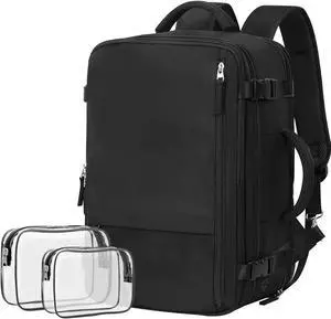 Getravel Travel Backpack For Women Men Airline Approved, Carry On Backpack, 17 inch Laptop Backpack, Waterproof Casual Outdoor Luggage Weedender Bag, Hiking Backpack(Black)