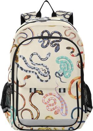 Glaphy Colorful Snakes Backpack Lightweight Laptop Backpack School Bag Student Travel Daypack with Reflective Stripes