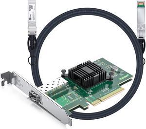 0.5m 10G SFP+ DAC with 10Gb Network Card, 10G Dual SFP+ NIC Compare to Intel X520-DA1, Single SFP+ Port, PCI Express X8, Support Windows Server/Linux/VMware