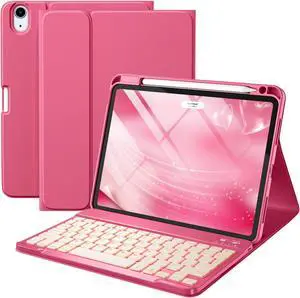 Harvopu Compatible for iPad Air 11-inch/ 10.9" Air 5th 4th Generation Case with Keyboard - Backlit Detachable, Folio Cover with Pencil Holder for iPad Air 11 Inch M3/M2, Air 5/ Air 4 (Watermelon)