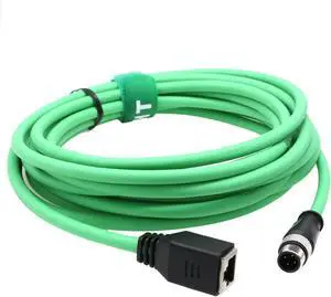HangTon M12 4 Pin D-Coded to RJ45 Female Connecor Adapter Cable Cat5e for Profinet Omron Keyence Sick Datalogic Camera Vision Sensor Ethernet Network PC PLC 3M