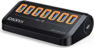 USB Hub 3.0[5Gbps Stable Transfer], iDsonix 7 Ports USB Hub 3.2ft 90° Connector, USB Splitter Extra USB Ports for Laptops,Surface,Xbox,iMac,MacBook,PS5/PS4,Flash Drive,Keyborad,Mouse,Printer