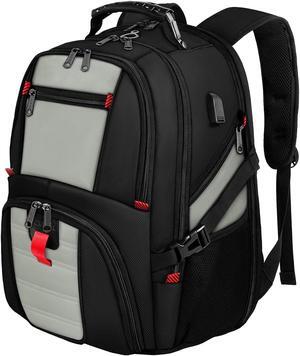 YOREPEK 18.4 Laptop Backpack, Large Backpacks Fit Most 18 Inch Laptop with USB Charger Port, TSA Friendly Flight Approved Weekend Carry on Backpack with Luggage Strap for Men and Women, Grey