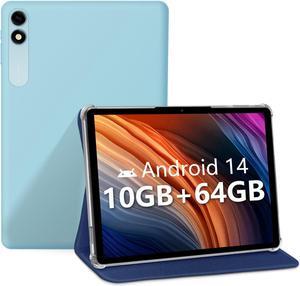 JIKOCXN 2024 Newest 10 Inch Tablet Android 14 Tablets, Octa Core Android Tablet with 10(4+6) GB RAM 64GB ROM 1TB Expand, Large Battery, 18W Fast Charging, 5GWiFi, BT5.0, FM, GPS, GMS (Blue)