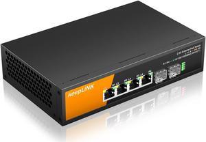 keepLiNK 6 Port 2.5G PoE Switch Unmanaged, 4 x 2.5G Base-T PoE Ports @72W, 2 x 10G SFP, IEEE802.3af/at, Metal Housing Fanless Desktop or Wall Mount