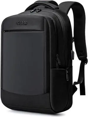 KEOFID Work Laptop Backpack for Men and Women, Mens Work Backpacks Fit 15.6 Inch Computer, Carry On Business Travel Back pack with USB Charging Port, Water Resistant(Black)