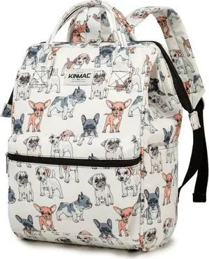Kinmac Wide Open Style Laptop Backpack College Travel Outdoor Backpack For Laptop Up to 15.6 Inch (Dog)