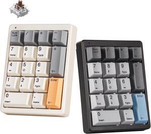 Kisnt Number Pad, Mechanical Numpad Wired USB Standard 17 Keys Numeric Keypad with PBT Keycaps White Backlit Keypad for Laptop PC TKL Keyboards (Brown Switch) White&Black