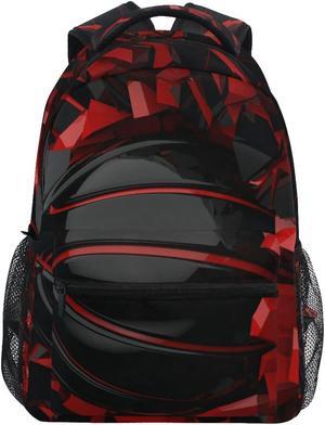 Krafig Red Black Basketball Boys Girls Kids School Backpacks Bookbag, Elementary School Bag Travel Backpack Daypack