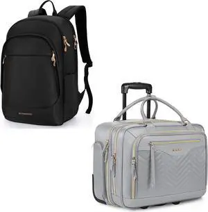 LIGHT FLIGHT Travel Backpack for Women & Rolling Laptop Bag Set