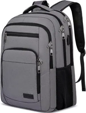 Laptop Backpack, 17.3 Inch Large School Backpacks with USB Charging Port, Anti Theft Water Resistant College Computer Bag Daypack for Men Women, Grey