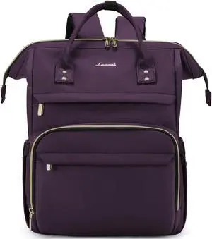 LOVEVOOK College Laptop Backpack, 15.6 Inch Travel Backpack for College, Waterproof Work Backpack Woman for Teacher Nurse Anti-theft Travel Back Pack, Gifts for Women,Dark Purple