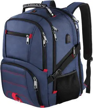LTINVECK Extra Large 50L Travel Laptop Backpack, Computer bag Backbag with USB Charging Port, TSA Friendly Durable Big RFID Heavy Duty Business Tech Backpack Fits 17 Inch Laptops for Men Women, Blue