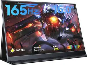 MAGICRAVEN 165Hz Portable Gaming Monitor, 16" 1920x1200 500 Nits Laptop Monitor, Second Computer Display with Speakers, Dual Screen Travel Monitor for PC Phone PS5/4 Xbox Switch