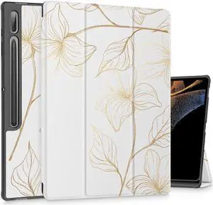 Mektron Case for Samsung Tab S9 Ultra 14.6 Inch 2023 Model X910/X916/X918,Built-on Pencil Holder Hard Cover with Auto Wake/Sleep, Multi-Angle Stand for Galaxy Tab S9 Ultra 14.6,Gold Flower S718
