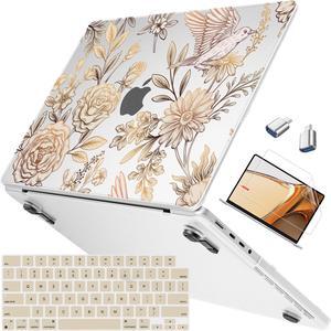 Mektron Ultra Thin Armor Printed Case for MacBook Pro 14 inch 2023 Release M3 A2918 A2992 Fits 2022 2021 M2 A2779 M1 A2442 Pro/Max, Protective Hard Shell with Fold Kickstand, Floral P314