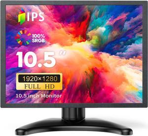 Miktver 10.5 inch Small Monitor, FHD IPS 1920x1280p HDMI Display Screen, Portable IPS Display for Gaming/Computer/CCTV Security Camera