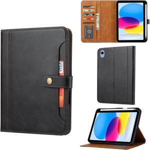 Case for iPad 9th/8th/7th Generation Case 2021/2020/2019 10.2 inch Protective PU Leather iPad Case with Built-in Pencil Holder Card Slots Smart Auto Sleep/Wake Stand Cover -Vintage Leather Style Black