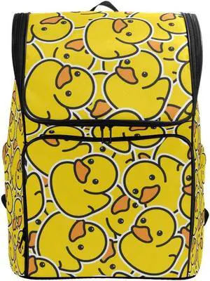 Naanle Cute Funny Yellow Ducks Pattern Casual Daypack College Students Multipurpose Backpack Large Travel Hiking Bags Computer Bag for Men Women
