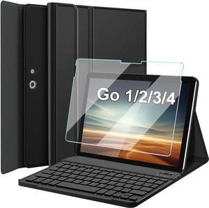 Nanhent Keyboard Case with Screen Protector for Surface Go 4 /Surface Go 3 / Surface Go 2 / Surface Go Tablet, Magnetic Detachable Wireless Keyboard with Premium PU Cover + Tempered Glass