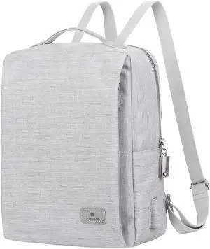 Nordace Siena II Mini Smart Backpack for Everyday Use with USB Charging Port, Water Resistant - Sleek Laptop Backpack for Daily Tasks, Work, and Casual Adventures (Light Gray)