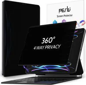Peslv 4 Way Magnetic Privacy Screen Protector for iPad Pro 12.9 Inch 2018 2020 2021 2022, Removable 360 Degree Spy Private Black Security Screen Filter, Easy Install Anti Blue Light Glare