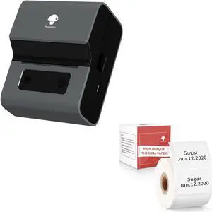 Phomemo Label Makers- 3 Inch Large Label Maker M221 Bluetooth Thermal Barcode Printer for Small Business/Home Use, for Barcode, Address, Logo, Mailing, Stickers, Compatible with Phone & PC, Gray