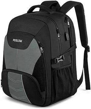 PUSLOM Extra Large Travel Laptop Backpack for Men 55L,Water Resistant 18.4 inch Big Business Laptop bags with USB Charging Port,TSA Friendly Anti Theft Computer Bag for Work College,Grey