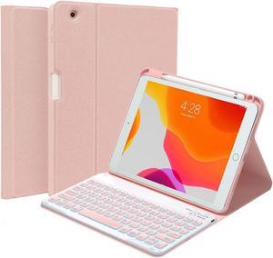 QYiiD Backlit Keyboard Case for iPad Pro 12.9-inch 2017/2015 (Old Model, 2nd & 1st Generation), Magnetically Detachable Wireless Keyboard, Smart Folio with Pencil Holder, Pink