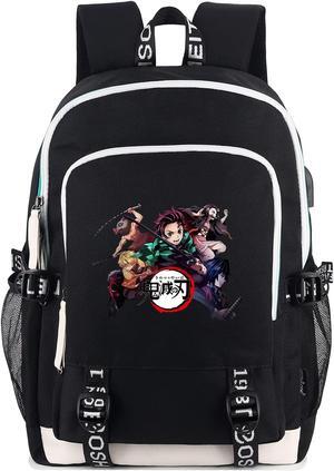 Roffatide Anime Backpack for Boys Printed Schoolbag Laptop Rucksack with USB Charging Port & Headphone Port Black