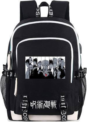 Roffatide Anime Laptop Backpack College Schoolbag Printed Rucksack with USB Charging Port & Headphone Port Black