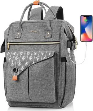 RJEU Travel Backpack for Women, Laptop Backpack with Usb Charging Port, Anti Theft Water Resistant College School Bookbag Computer Backpack Fits 17.3 Inch Laptop Notebook