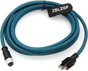 ZBLZGP Ethernet Cable Cat 7e M12 A-Coded Female 8 Pin to RJ45 Straight Molded Twisted Paired Cable Fit for Profinet Automation Profibus EtherCAT Network (3M)