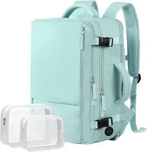 Hanples Carry On Backpack, Laptop Travel Backpack for Women Airline Approved, Personal Item Travel Bag for Men, Casual Daypack Bag for Business Work Weekend, Mint Green